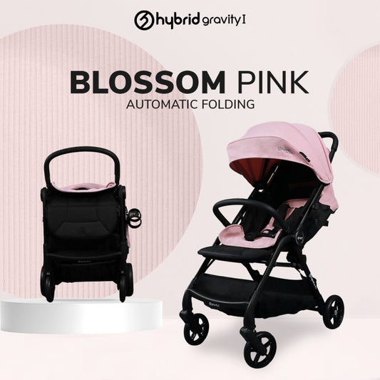 Hybrid Premium Gravity I Pink Blossom Black Chassic (Free Bag Stroller + Cup Holder ) / Stroller Anak