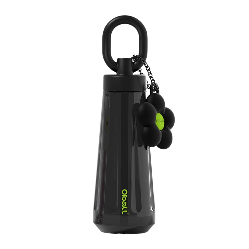Oball Dopamine Tritan Botol Minum Perempuan dengan Keychain Bunga Lucu Gelas Bottles Kitchenware Minuman Silikon Water