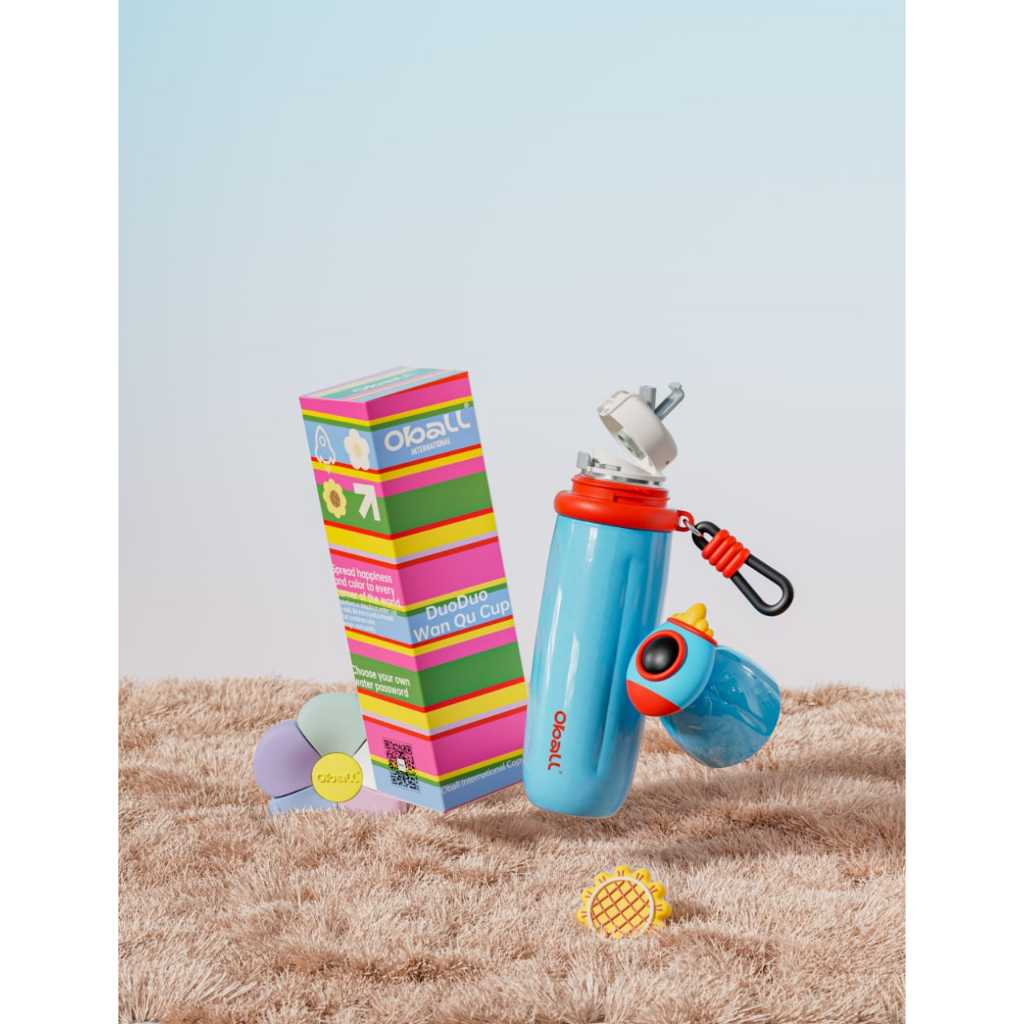 Oball Duo Duo Fun Cup Water Bottle Stainless Steel Silikon Kitchenware