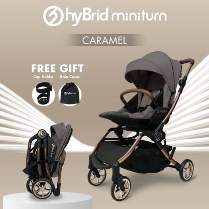 Hybrid Stroller Mini Turn Caramel (Include Raincover + Cup Holder + Front Armrest) / Stroller Anak