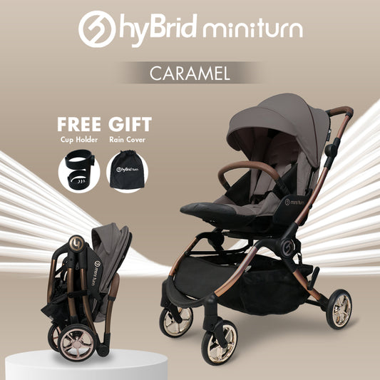 Hybrid Stroller Mini Turn Caramel (Include Raincover + Cup Holder + Front Armrest) / Stroller Anak