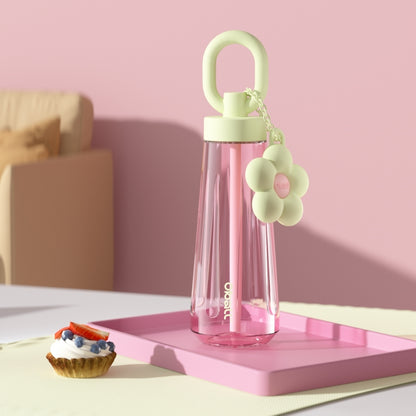 Oball Goddess Summer Straw Cup / Botol Minum Perempuan dengan Keychain Bunga Lucu