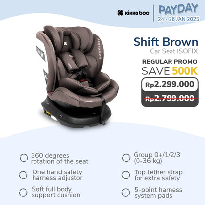 Kikkaboo Car seat 0-1-2-3 (0-36 kg) Shift ISOFIX Brown