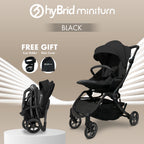 Hybrid Stroller Mini Turn Black Chassic Black (Include Raincover + Cup Holder + Front Armrest)