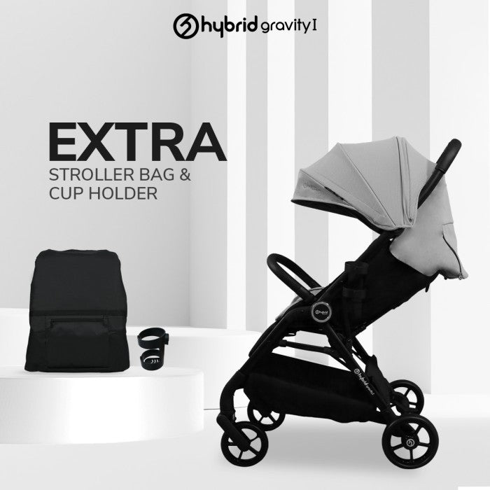 Hybrid Premium Gravity I City Grey Black Chassic (Free Bag Stroller + Cup Holder + ) / Stroller Anak