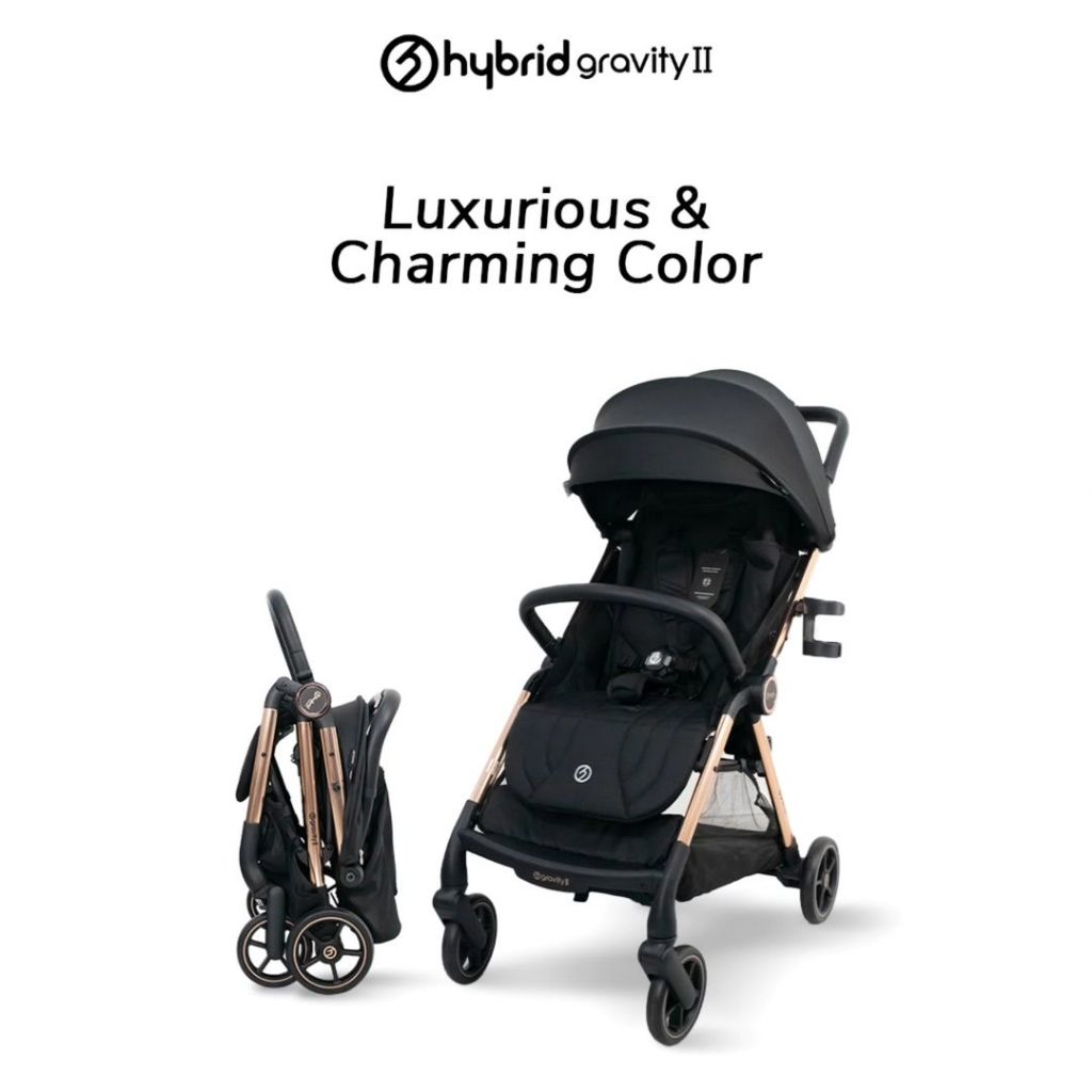 Hybrid Premium Gravity II Rose Gold Chassic (Free Bag Stroller + Cup Holder) / Stroller Anak