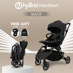 Hybrid Stroller Mini Turn Black Chassic Black (Include Raincover + Cup Holder + Front Armrest)