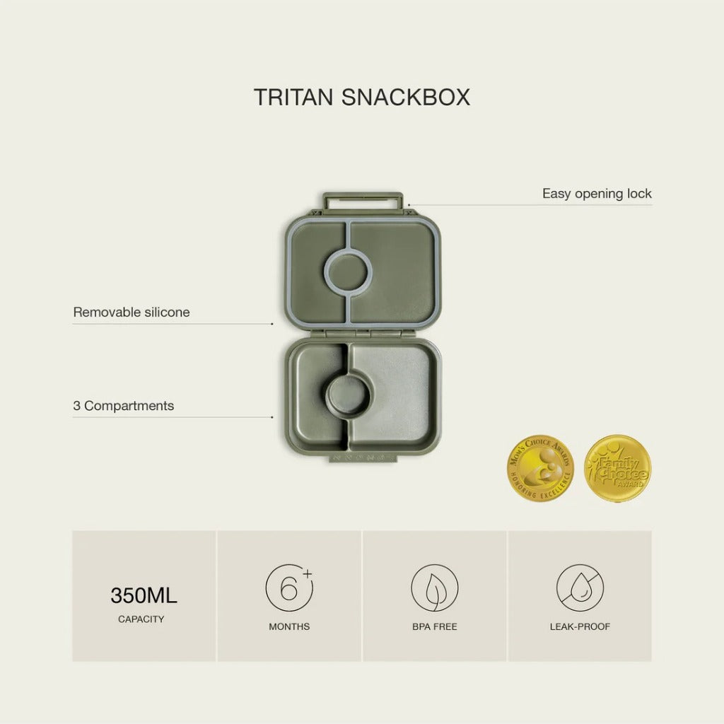 Citron Tritan Snack Box - 3 compartment