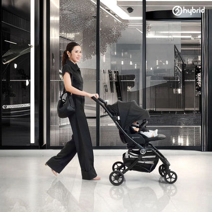 Hybrid Stroller Mini Turn Black Chassic Black (Include Raincover + Cup Holder + Front Armrest) / Stroller Anak