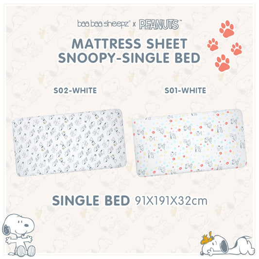 Baabaasheepz X Snoopy Mattress Sheet 91x191x32cm (Single / Super Single Bed)