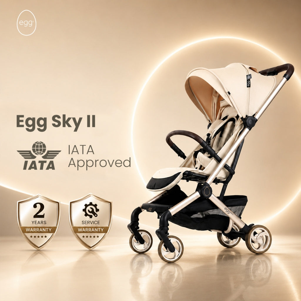 Egg Sky II Sandstone  / Champagne Chassis (Free Raincover & Bag Stroller)