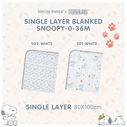 Baabaasheepz X Snoopy Single Layer Blanket 36M 80cm x 100cm