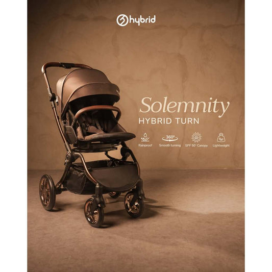 Hybrid Stroller Turn Matt Brown Solemnity (Include Raincover + Cup Holder + Front Armrest)