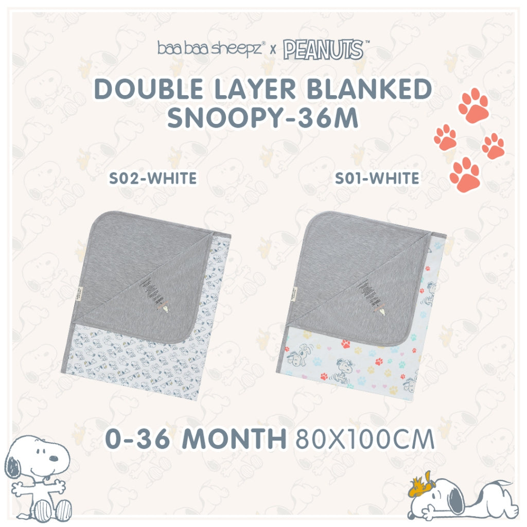 Baabaasheepz X Snoopy Double Layer Blanket Baby 36M 80cm x 100cm