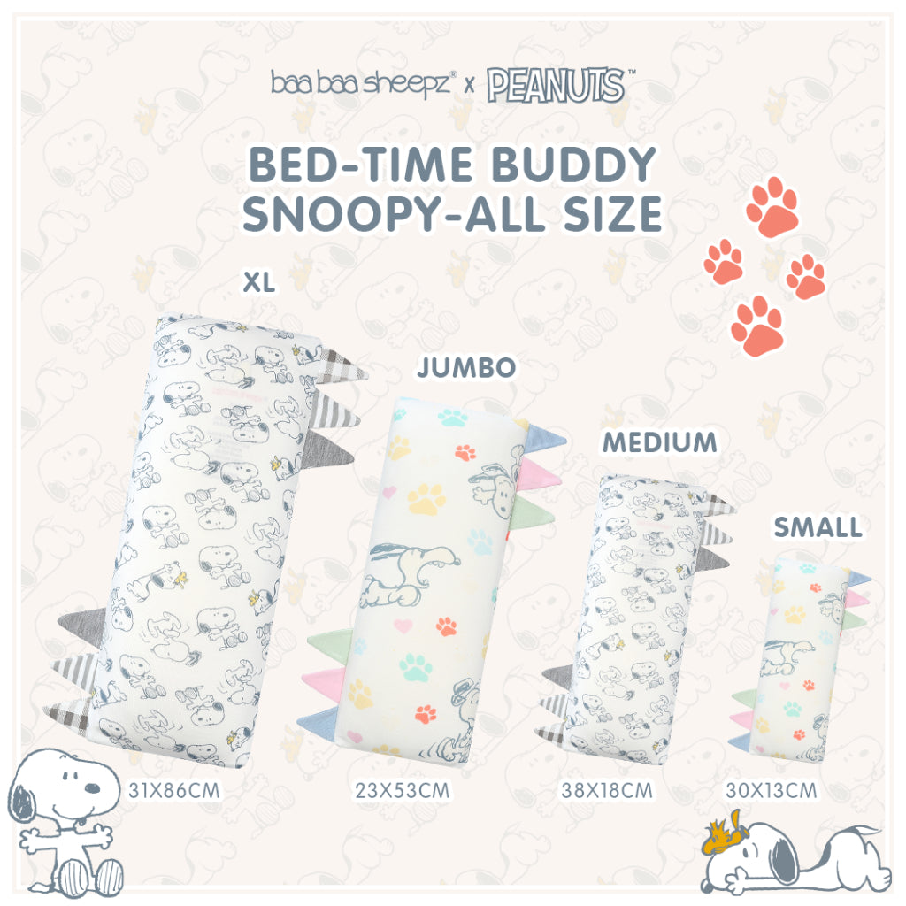 Baabaasheepz X Snoopy Bed-Time Buddy White S/M/L/XL / Bantal Anak