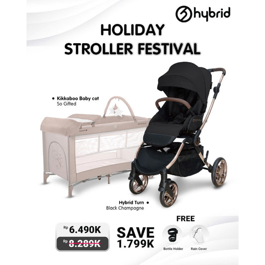 Hybrid Stroller Turn Black Anodized Chassic (Include Raincover + Cup Holder + Front Armrest)