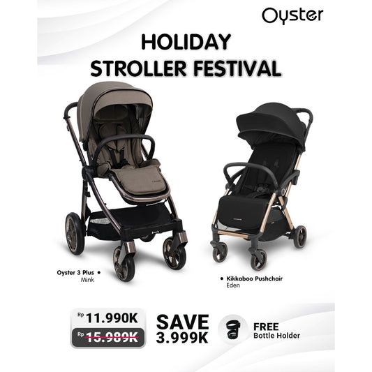 Oyster 3 Stroller Plus Mink Bronze Brown Chassic (Include Bottle Holder)