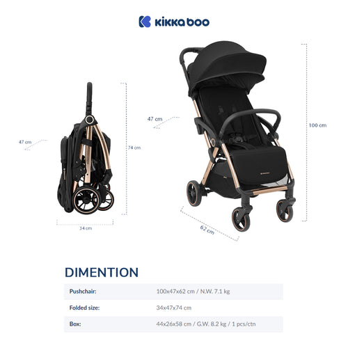 Kikkaboo Pushchair Autofolding Eden Black