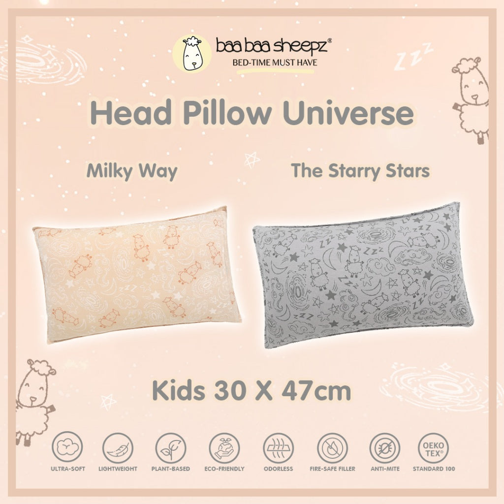 Baabaasheepz Head Pillow Size Kids Baa Baa in the Universe New Milky Way / Starry Star/ Bantal Kepala Anak Baabaasheepz
