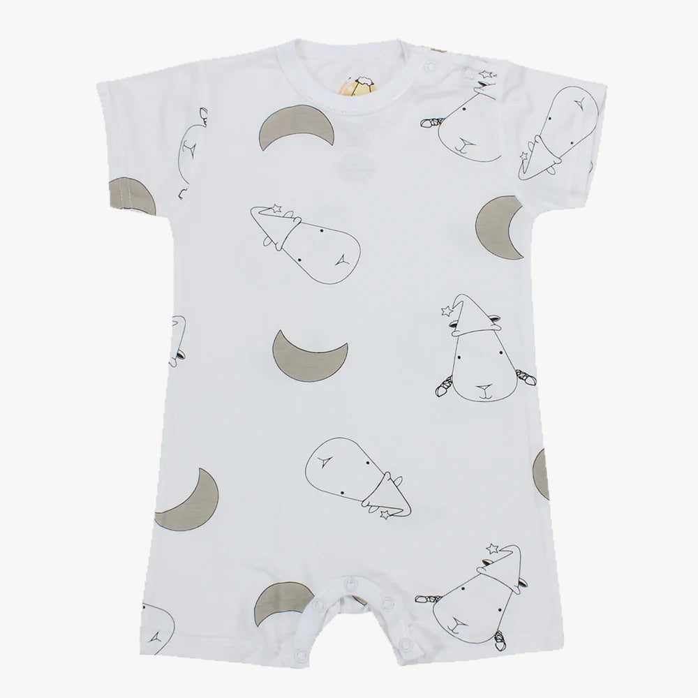 Baabaasheepz Bamboo Romper Short Sleeve White / Romper Pendek Anak Baabaasheepz