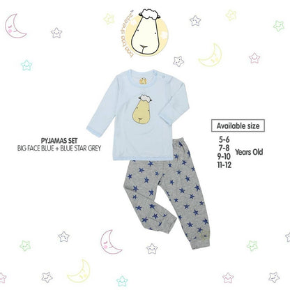 Pyjamas Set Big Face Sheepz Blue / Piyama Anak Baa Baa Sheepz