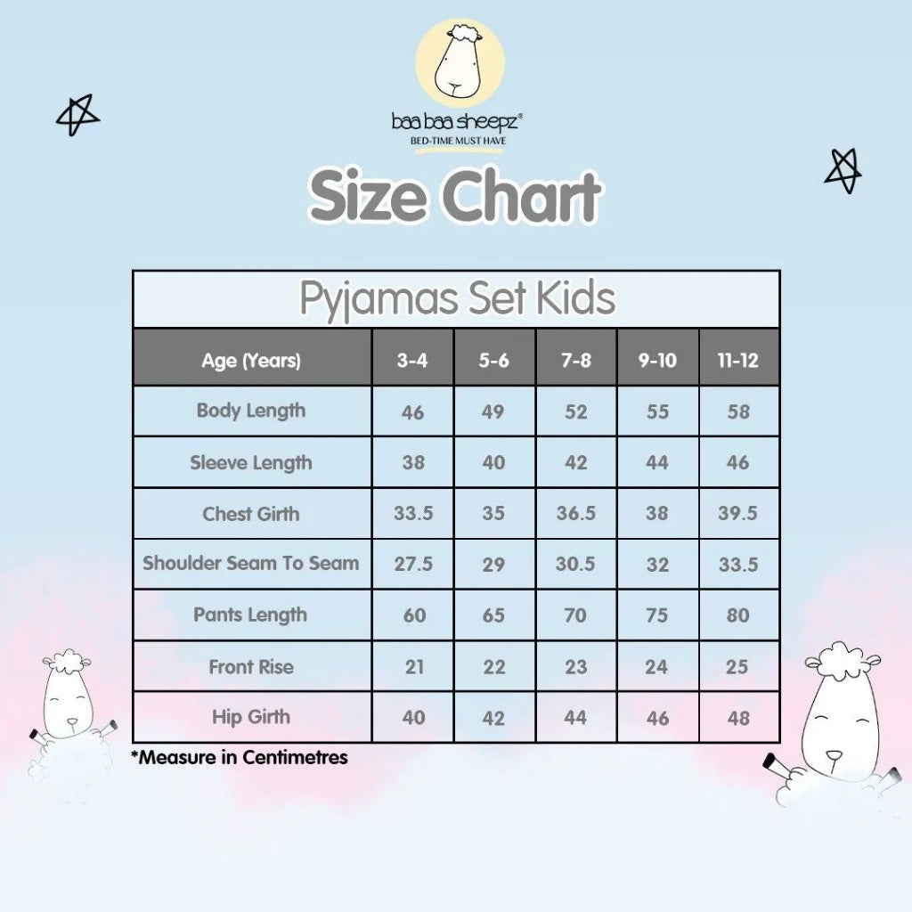 Baabaasheepz Pyjamas Set Sweet Dreams Baa Baa Kids / Piyama Anak