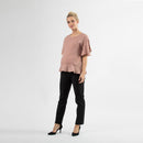 FLOUNCE SLEEVES DERBY TOP DUST PINK L
