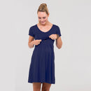SHORT SLEEVES BETSY V NECK DRESS NAVY M
