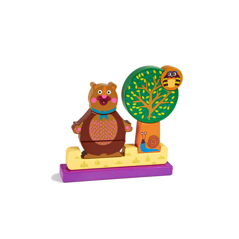 OOPS Mainan Kayu Magnit Puzzle - Forest Bear Chocolat au Lait!