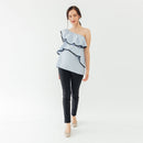 DAVINA OFF SHOULDER PEPLUM TOP BLUE