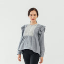 LONG SLEEVES DAVINA OFF SHOULDER PEPLUM TOP BLUE M