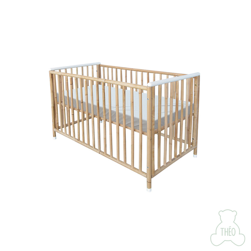 TETHYS RATTAN BED 60X120 NATURAL COLOUR AND WHITE