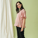 FLOUNCE SLEEVES DERBY TOP DUST PINK L