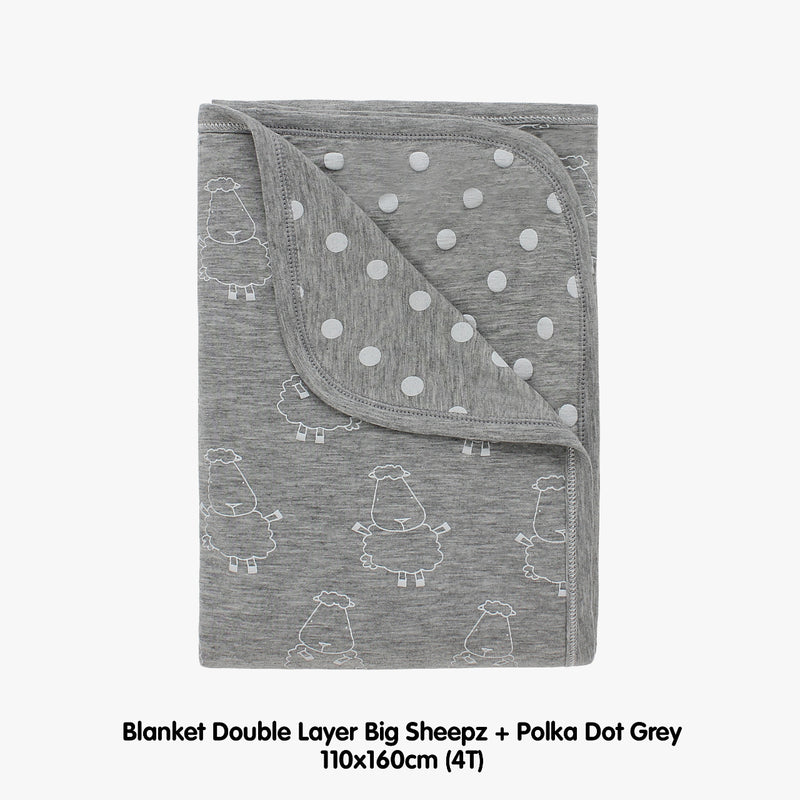 DOUBLE BLANKET Big Sheepz / Grey + Polka Dot Grey Kids