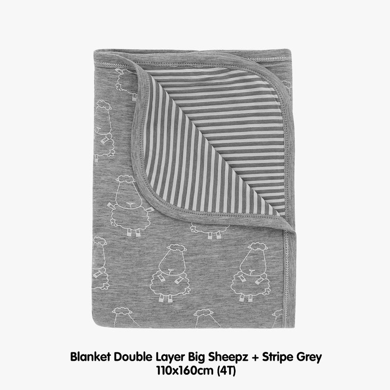 DOUBLE BLANKET Big Sheepz / Grey + Stripe Grey Kids