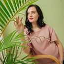 FLOUNCE SLEEVES DERBY TOP DUST PINK L