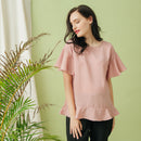 FLOUNCE SLEEVES DERBY TOP DUST PINK L