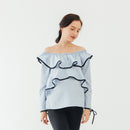 RUFFLES LONG SLEEVES DARYL TOP BLUE M