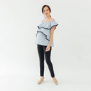 DAVINA OFF SHOULDER PEPLUM TOP BLUE