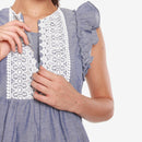 RUFFLES SLEEVES DARYL TOP BLUE M